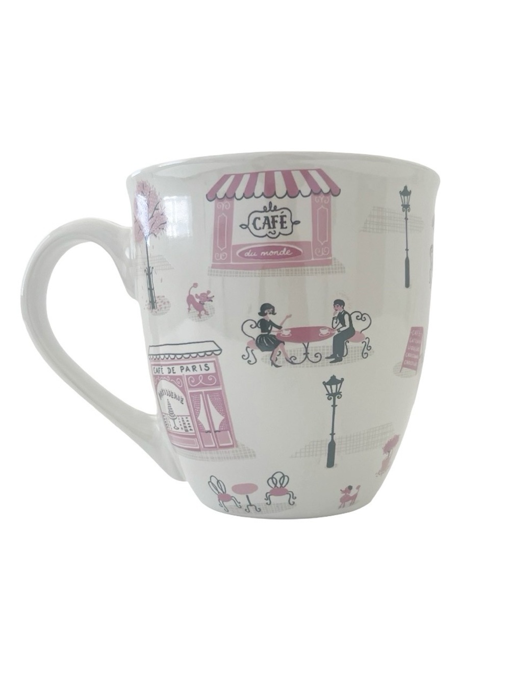 Fig & Fern Paris Bistro Cafe Mug Romantic Pink Coffee Tea Mug NEW